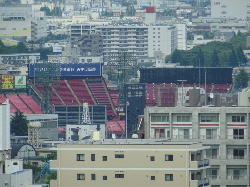 アパヴィラホテル仙台駅五橋から楽天生命パーク宮城が見える