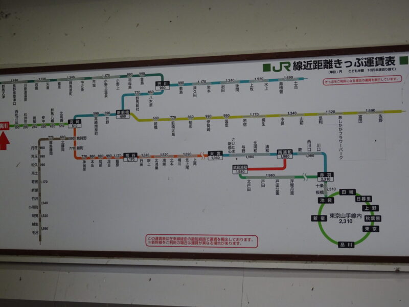 ＪＲ運賃表・横川駅