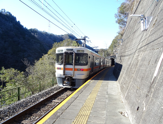 田本駅を出発する飯田線の普通列車