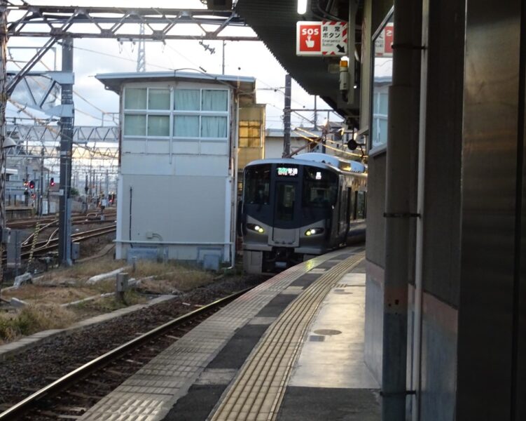 鳳駅に到着する東羽衣支線の列車