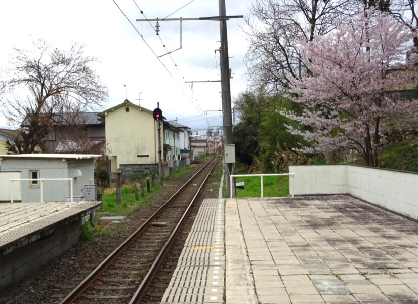 飯坂温泉駅ホームの福島寄り