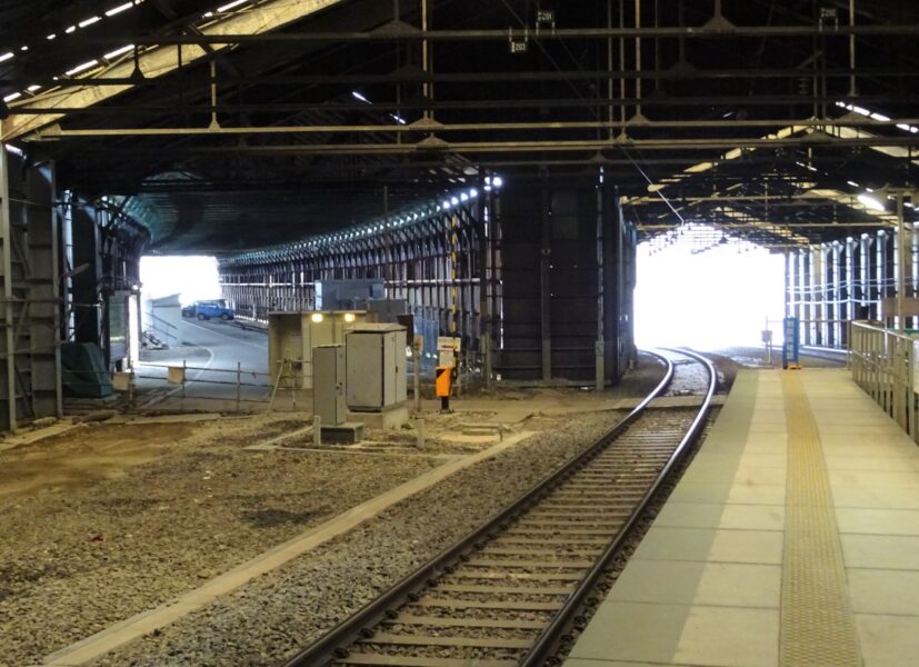 峠駅のスイッチバック跡