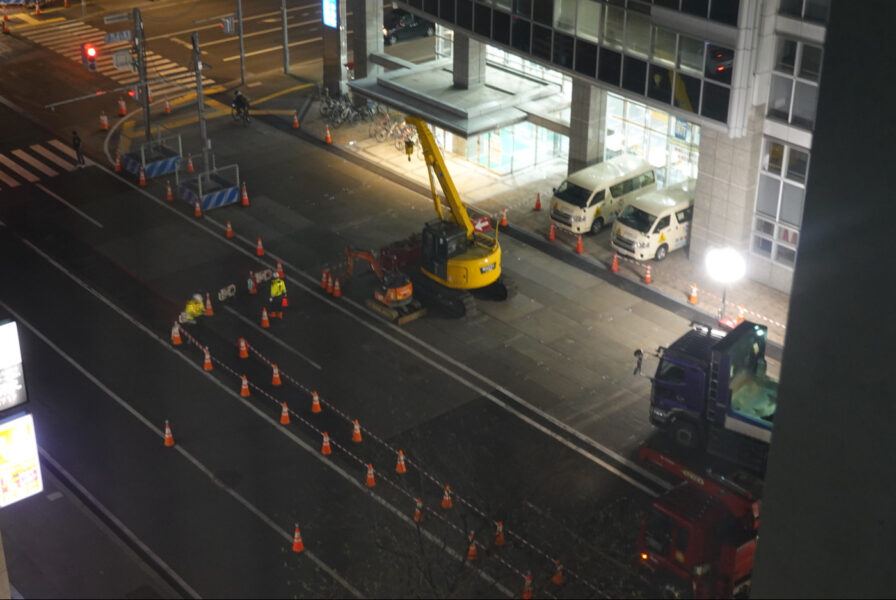 札幌駅近くで北海道新幹線の工事中