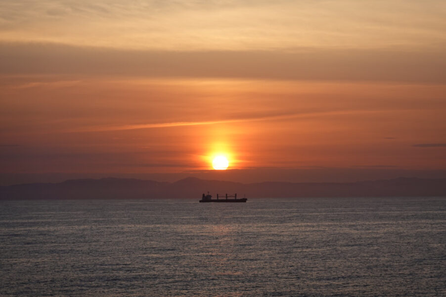 太平洋フェリーいしから見る夕日