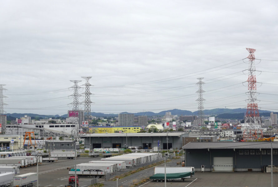 太平洋フェリーいしかりの甲板から見える多賀城市内