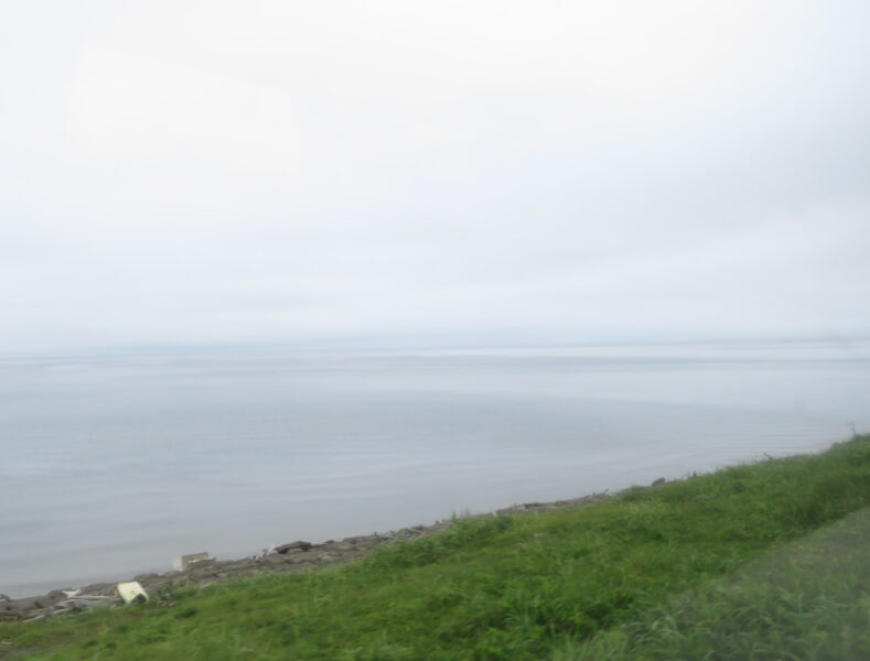 陸奥湾の近くを走る大湊線