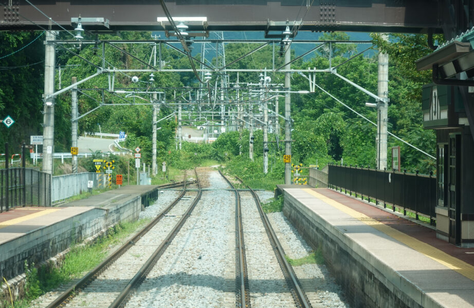 姨捨駅に到着