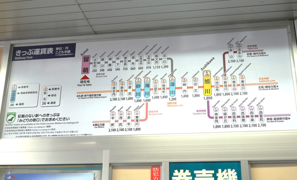 運賃表（留萌駅）