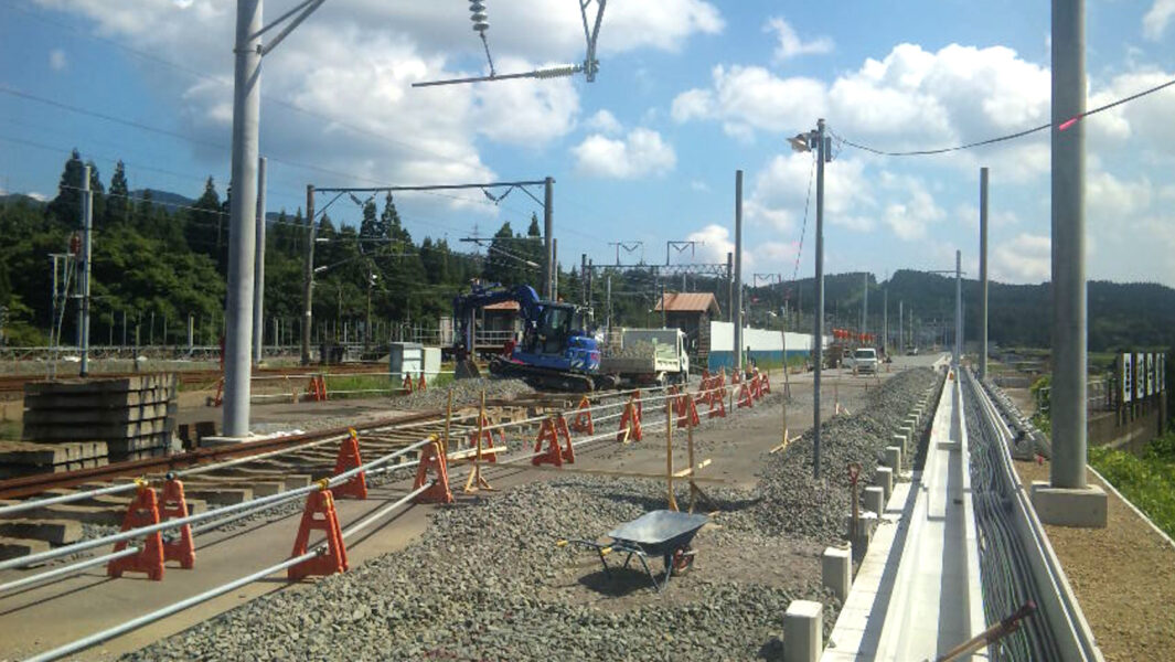 工事中の津軽今別駅（２０１３年）