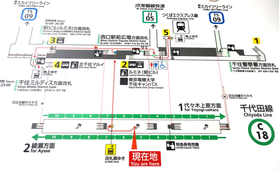 東京メトロ北千住駅・構内図