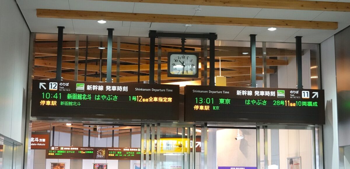 出発案内標（木古内駅）